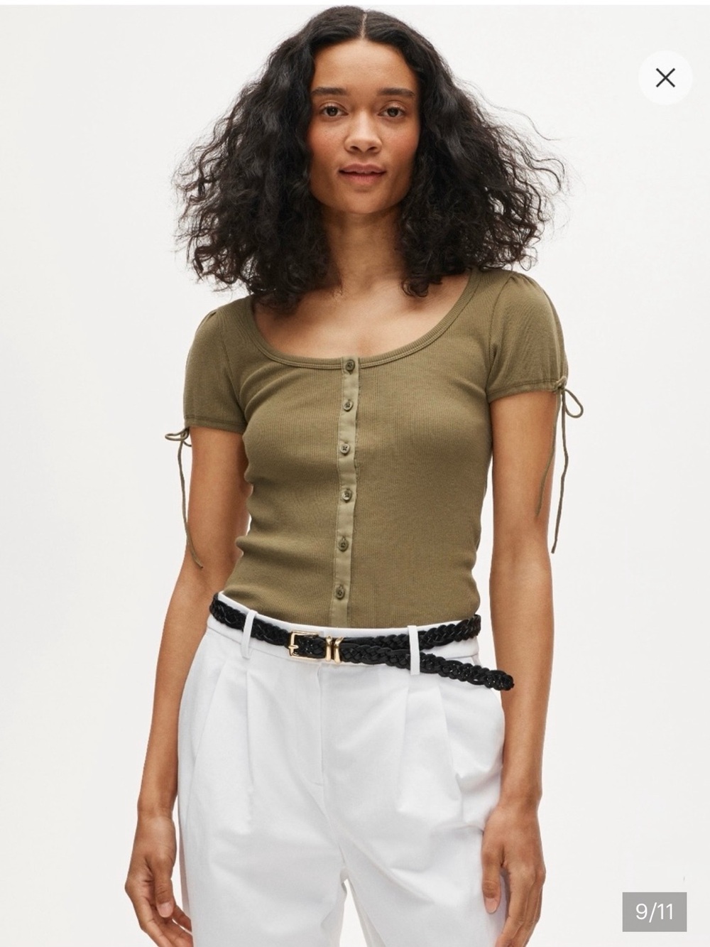 J. Crew Perfect rib button-up shirt with satin trim - Ivory - Picture 3 of 8